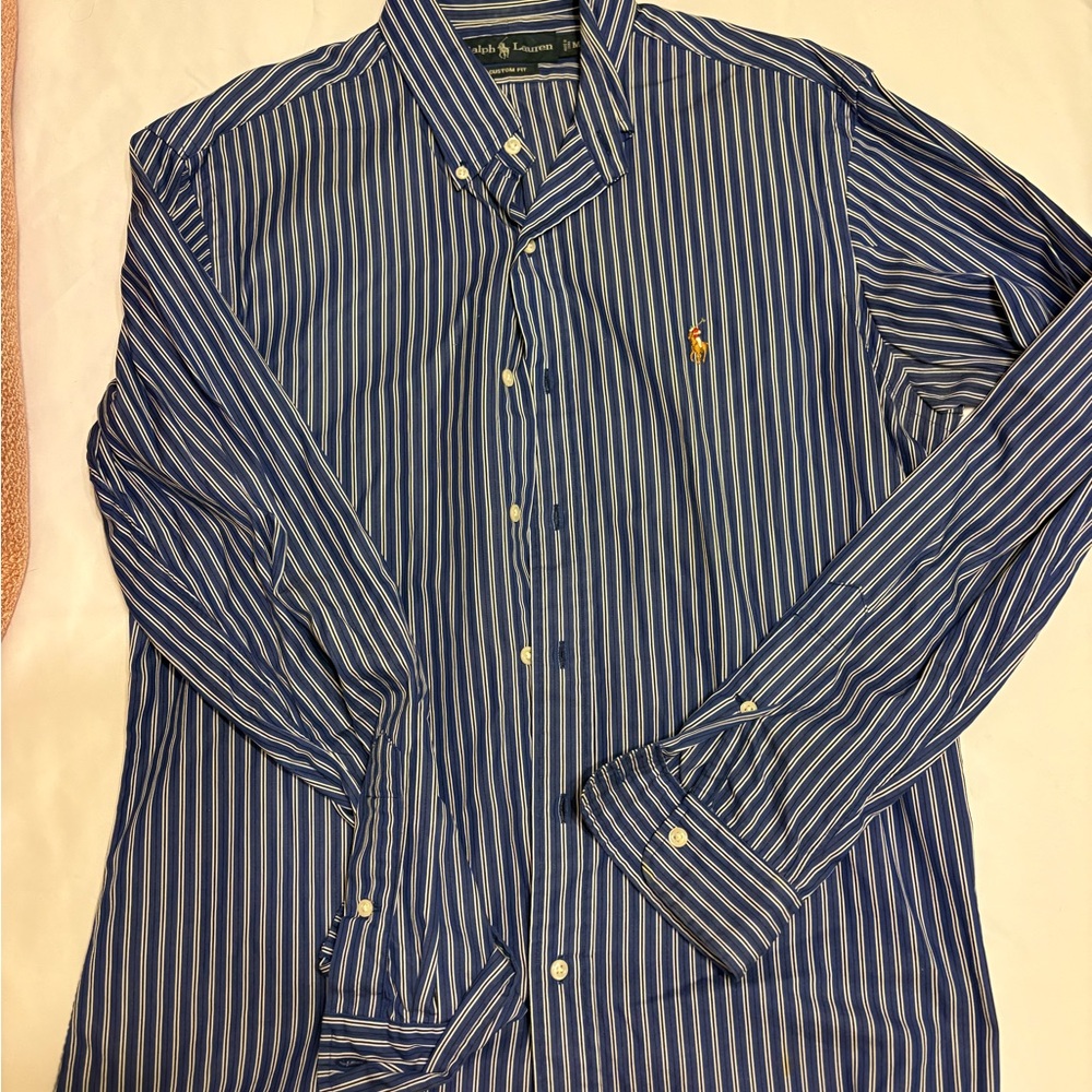 Ralph Lauren Navy, White, and Black Striped Shirt